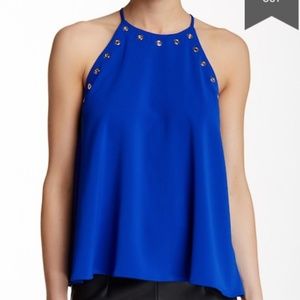 Amanda Uprichard Blue crepe nautical top Sz M